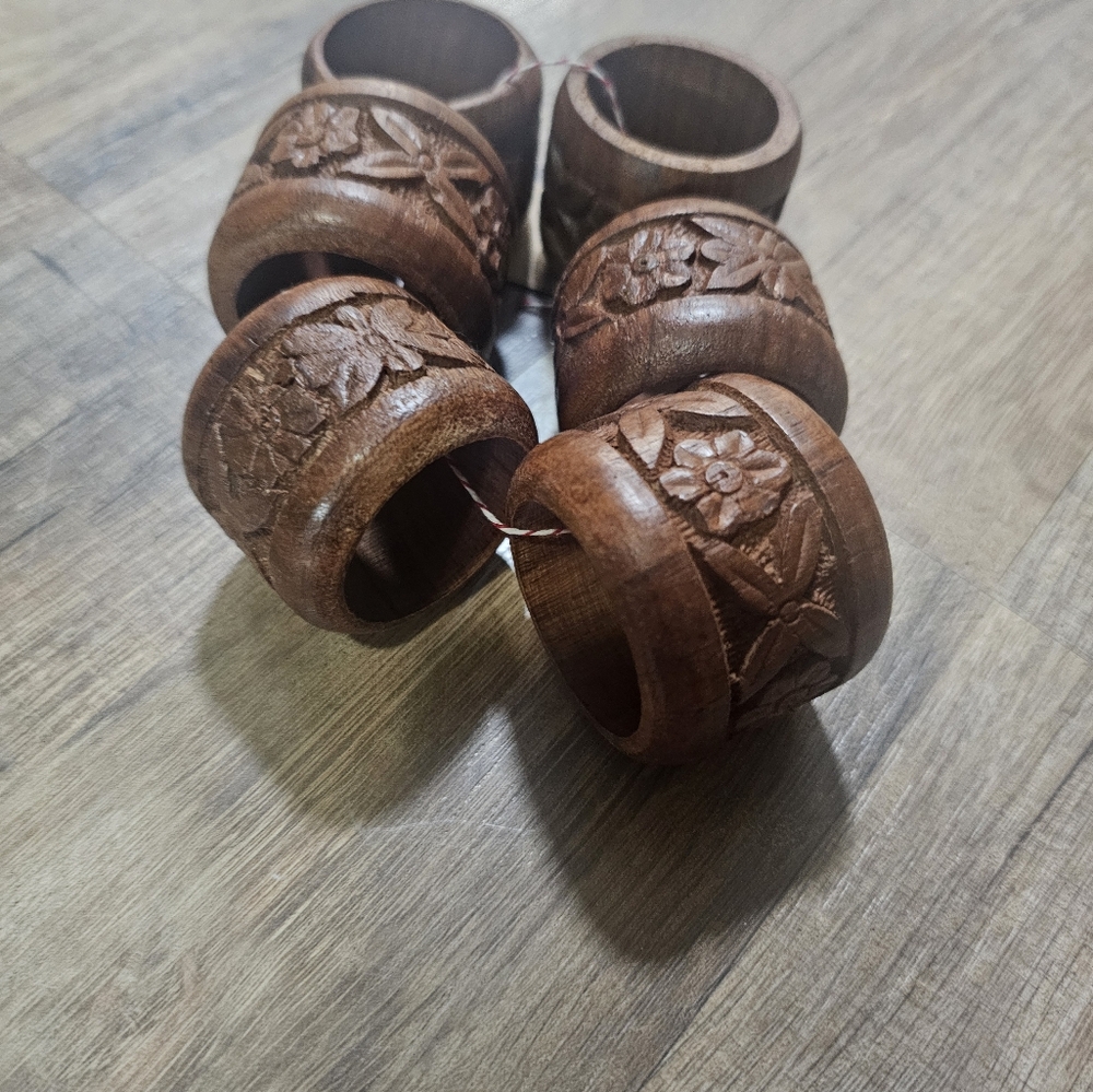 Handcrafted Brown Wooden Napkin Rings